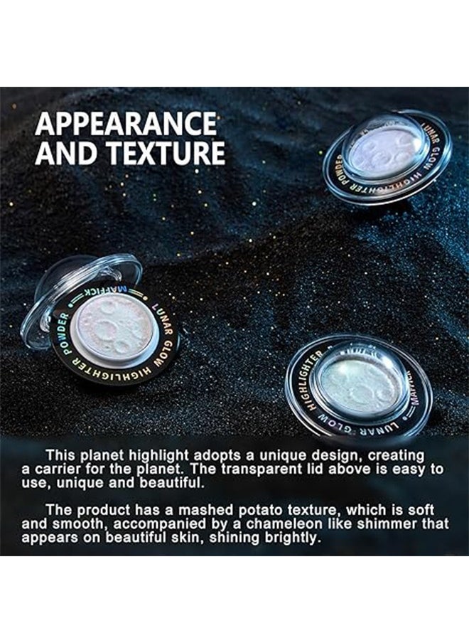 Planetary Highlighter,Multichrome Glitter Highlighters - Planet Highlighter, Planet-Inspired Shimmer for Silky, Natural Glow | Face & Body Brightening Makeup (03# Yellow with purple in the middle)