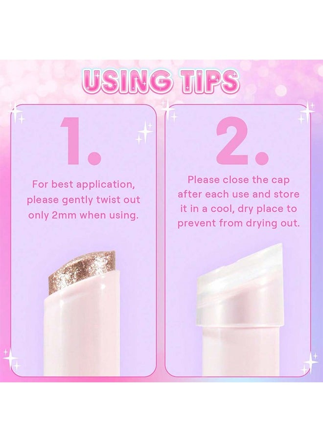 Crystal Jelly Glaze Stick,Eye Shadow Stick Eyeliner Brightener Pencil Crayon with Brush Easy to Blend Long Lasting Shimmer Eyeshadow Stick-Rosy Gem 3g