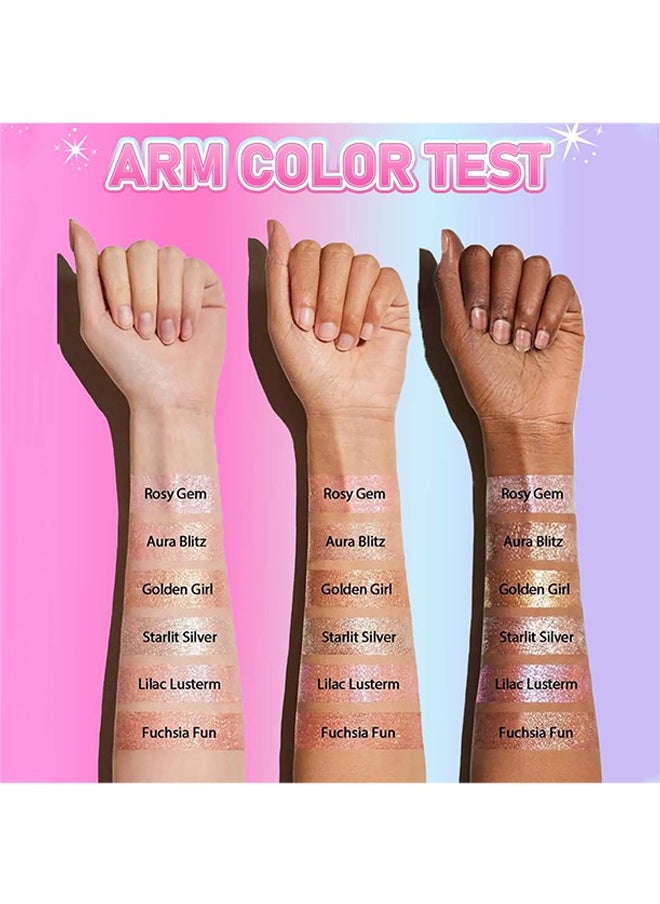Crystal Jelly Glaze Stick,Eye Shadow Stick Eyeliner Brightener Pencil Crayon with Brush Easy to Blend Long Lasting Shimmer Eyeshadow Stick-Rosy Gem 3g
