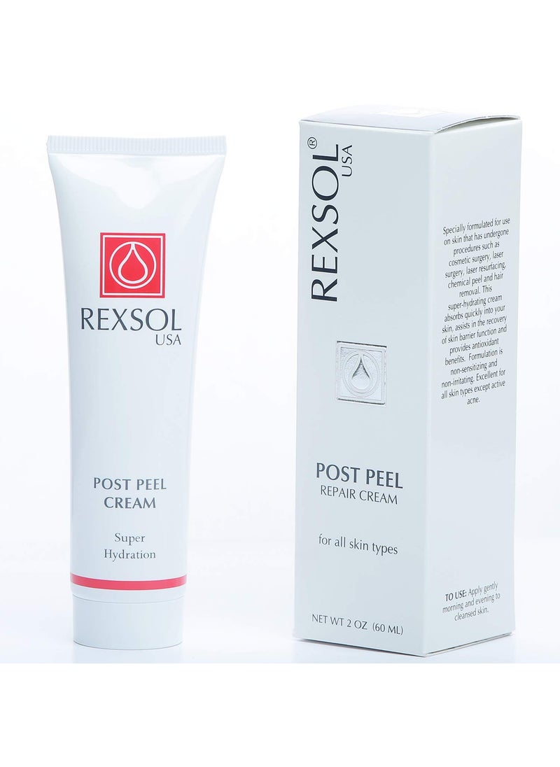 REXSOL Post Peel Cream | Advanced Formula Provides Antioxidant benefits | For Skin Undergoes Cosmetic/Laser Surgery, Laser Resurfacing, Hair Removal & Chemical Peels | 60 ml / 2 fl oz