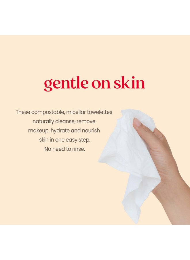 Burt's Bees Micellar Facial Towelettes With Rose Water, Pre-Moistened Towelettes for All Skin Types, 99.5 Percent Natural Origin Skin Care, 30 ct. Package