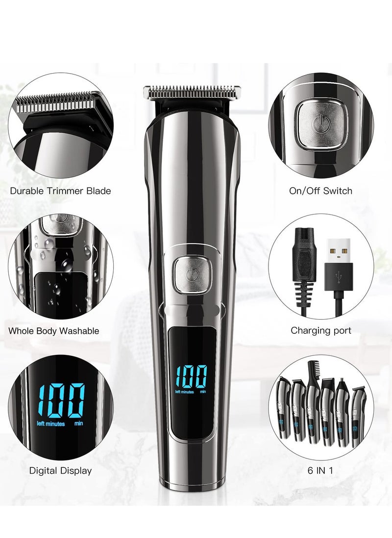 Beard Trimmer for Men Hair Clippers  Hair Trimmer IPX7 Waterproof Mustache Body Nose Ear Facial Shaver Electric Razor All in 1 Beard Kit Gifts for Men USB Rechargeable  LED Display