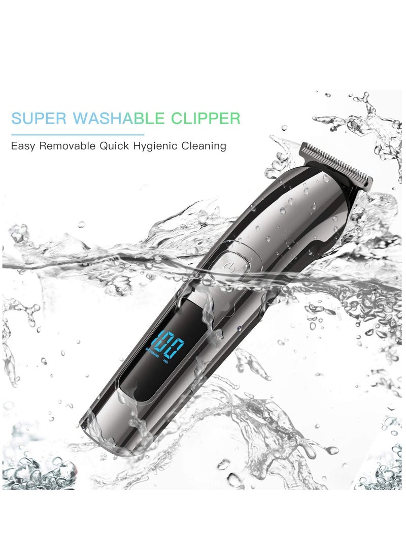 Beard Trimmer for Men Hair Clippers  Hair Trimmer IPX7 Waterproof Mustache Body Nose Ear Facial Shaver Electric Razor All in 1 Beard Kit Gifts for Men USB Rechargeable  LED Display
