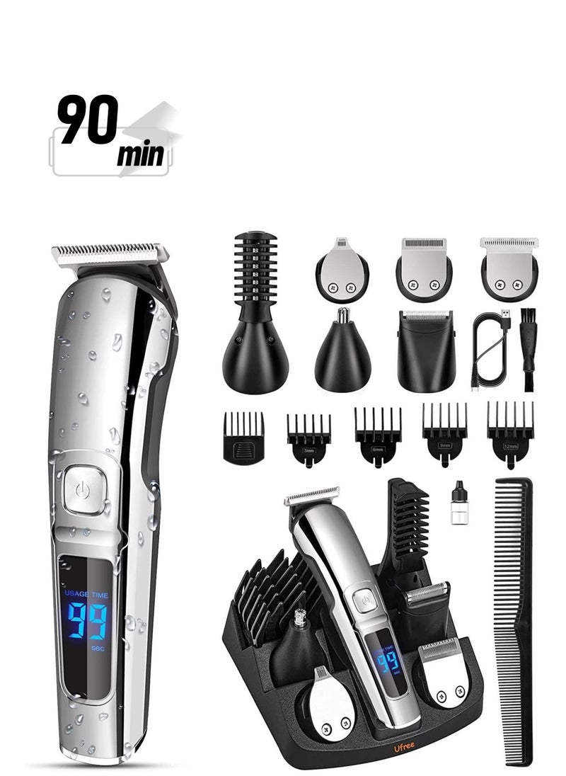 Trimmer for Men, 5-in-1 Hair Trimmer, Showerproof Body Shaver and Groomer for Sensitive Areas, Safe All-in-One Style Kit for Body, Underarms, Beard, Face, and Nose Hair