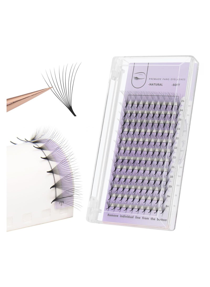 Premade Fans Eyelash Extensions 10D Thickness 0.05 C Curl 8-15mm Mix Short Stem Pointy Base Premade Volume Lash Extensions C D Curl(10D-C-0.05,8-15mm Mix)