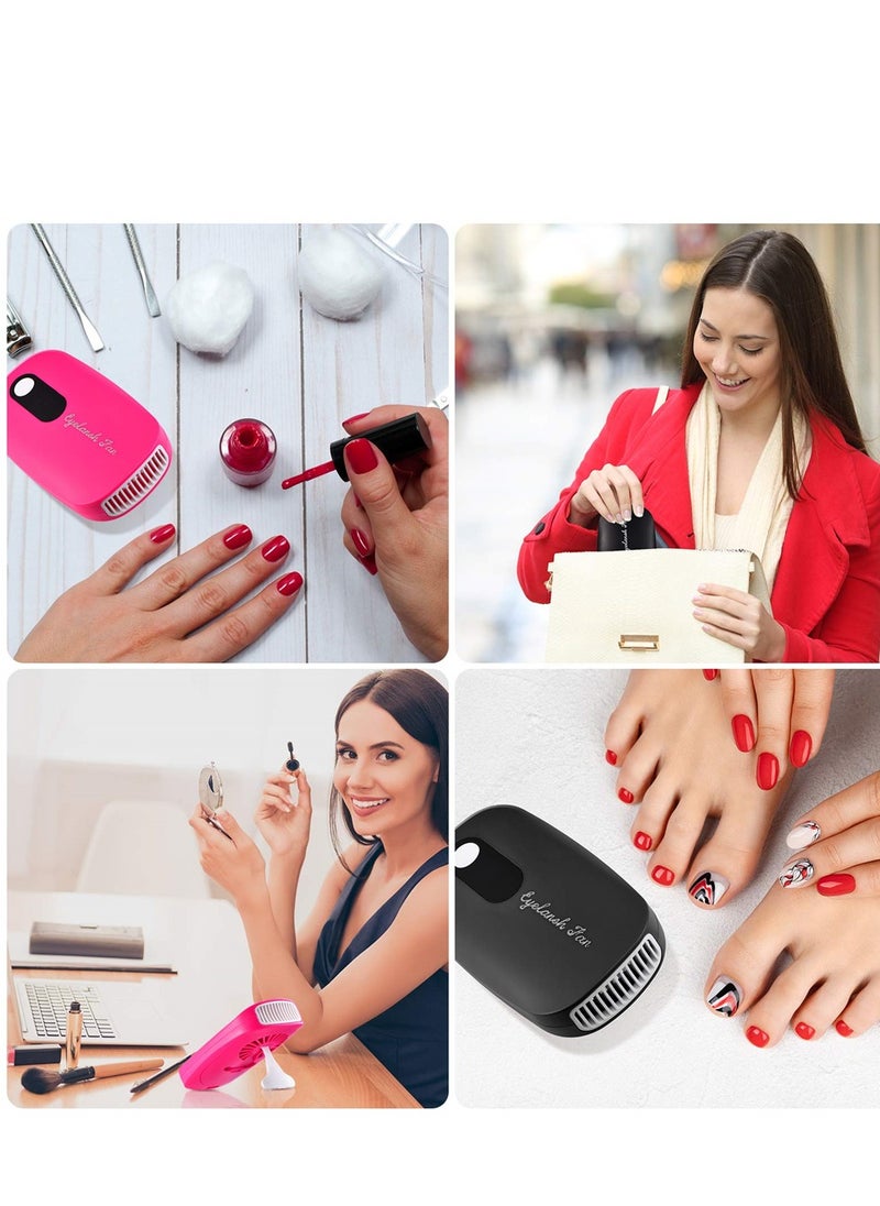 SYOSI Rechargeable Mini Lash Fan Dryer - 2 Pieces Handheld USB Bladeless Fan for Eyelash Extensions, Portable Air Conditioning Blower