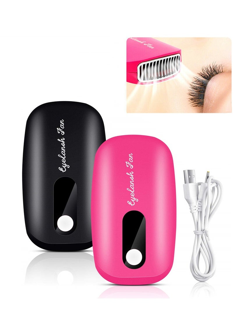 SYOSI Rechargeable Mini Lash Fan Dryer - 2 Pieces Handheld USB Bladeless Fan for Eyelash Extensions, Portable Air Conditioning Blower