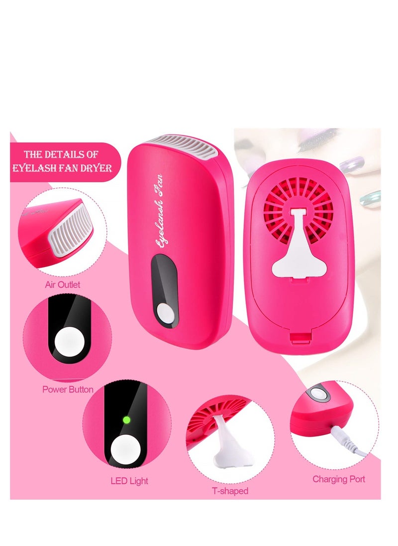 SYOSI Rechargeable Mini Lash Fan Dryer - 2 Pieces Handheld USB Bladeless Fan for Eyelash Extensions, Portable Air Conditioning Blower