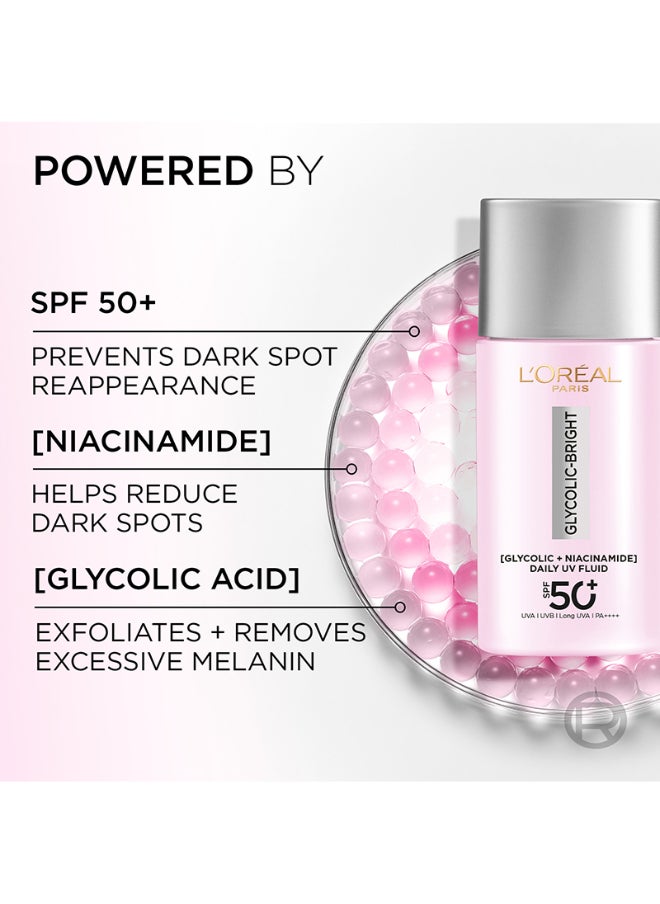 Glycolicbright Uv Fluid Spf 50+ Pa++++ Anti-Dark Spot Sunscreen With Glycolic Acid + Niacinamide, Reduce Dark Spots 50 Ml