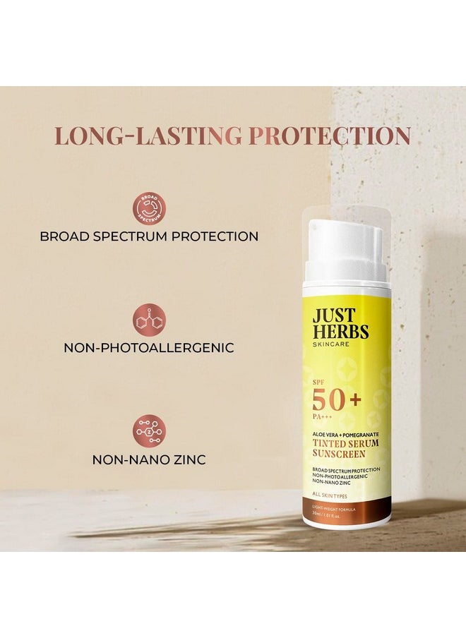 Tinted Sunscreen Spf 50+ Pa++++ Uva/Uvb Protection For Oily, Dry Skin, No White Cast For Men And Women - 30 Ml