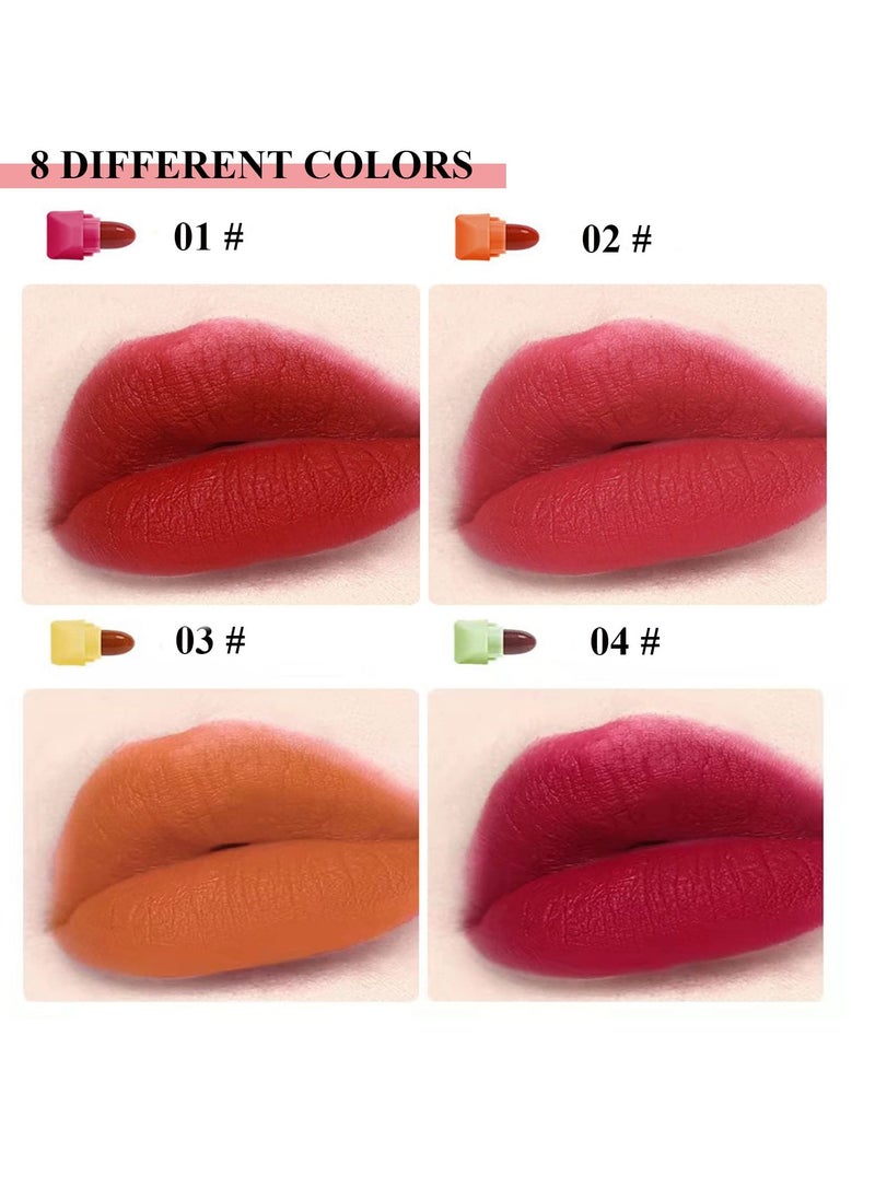 Mini Candy Matte Lipstick Set, 8 Colors Matte Lipstick, Waterproof Long Lasting, Velvet Lipstick, Lipstick Makeup Gift Set, Nonstick Cup, Travel Friendly