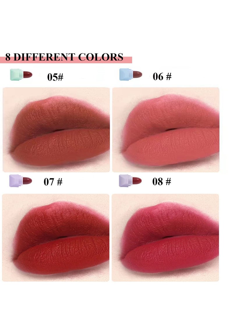 Mini Candy Matte Lipstick Set, 8 Colors Matte Lipstick, Waterproof Long Lasting, Velvet Lipstick, Lipstick Makeup Gift Set, Nonstick Cup, Travel Friendly