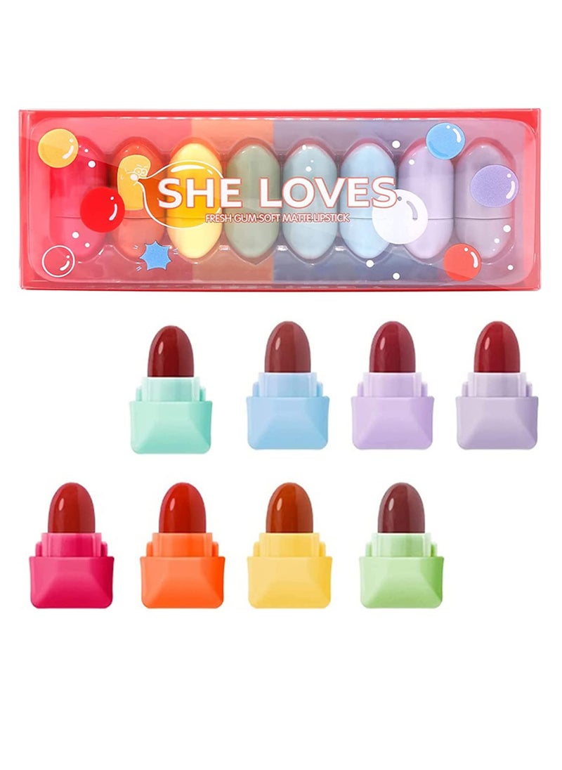 Mini Candy Matte Lipstick Set, 8 Colors Matte Lipstick, Waterproof Long Lasting, Velvet Lipstick, Lipstick Makeup Gift Set, Nonstick Cup, Travel Friendly