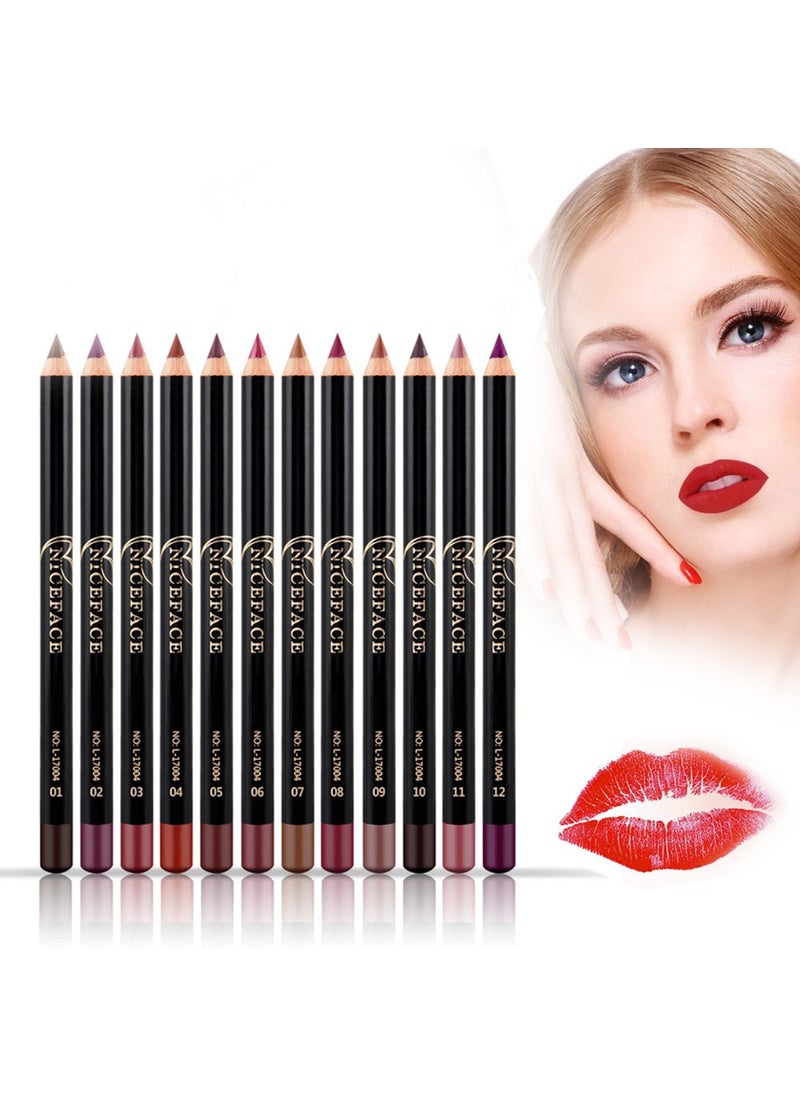 Semme Lip Liner 12pcsset Waterproof Longlasting Lip Liner Pencil Lipliner Pen Makeup Cosmetic