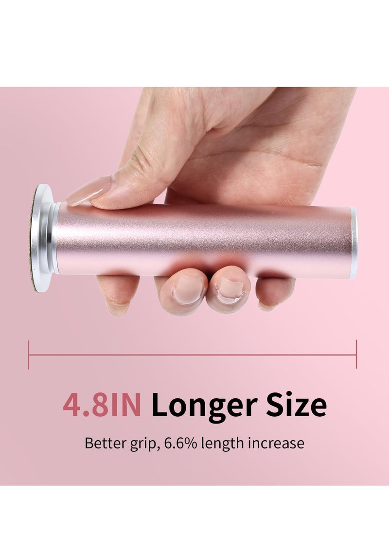 Longer Electric Foot Callus Remover, Professional Aluminum Callus Remover for Feet with 60pcs Sandpaper Discs, Stepless Speed Control Pedicure Tools for Dead Skin Calluses (Rose Pink)