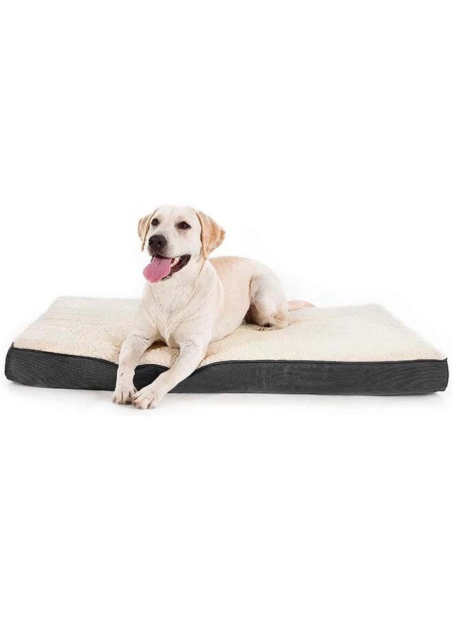 Dog Bed for Large Dogs - Big Orthopedic Crate Bed Plush Dog Bed with Egg Crate Foam Pet Bed Mat, Removable Washable Cover, Suitable for Dogs Up to (White, XL:112*81*7.5CM)