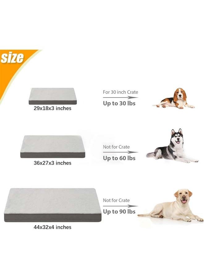 Dog Bed for Large Dogs - Big Orthopedic Crate Bed Plush Dog Bed with Egg Crate Foam Pet Bed Mat, Removable Washable Cover, Suitable for Dogs Up to (White, M:76 * 51 * 7.5CM)