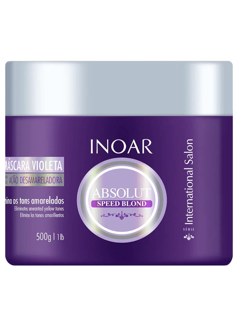 INOAR – Absolut Speed Blonde Mask – Designed for Bleached, Blonde, Brassy, and Grey Hair Types, Hair Mask, Vegan Hair Product, Cruelty Free Haircare for Men and Women (16 ounces/500 grams)