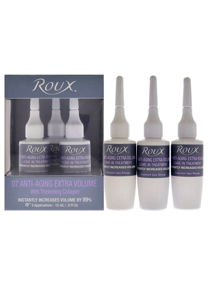Roux Collagen Leave in Treatment, Anti Aging Ampolletas 07 Anti-Aging Extra Volume Formula, 3 Count, .5 Fl Oz Each