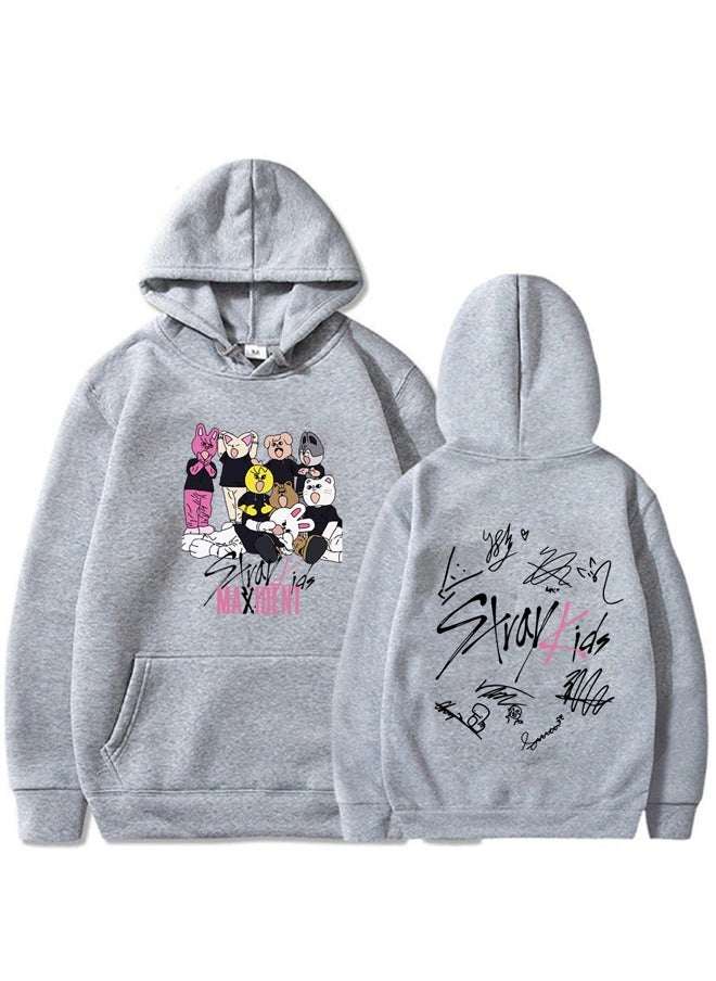 Stray Kids Long Sleeve Thin Hoodie Grey