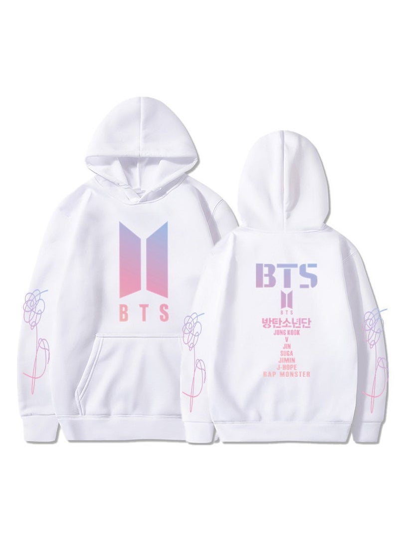 BTS Love Yourself Printing Hooded Sweatshirt White