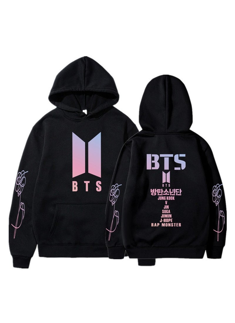 BTS Love Yourself Printing Hooded Sweatshirt Black