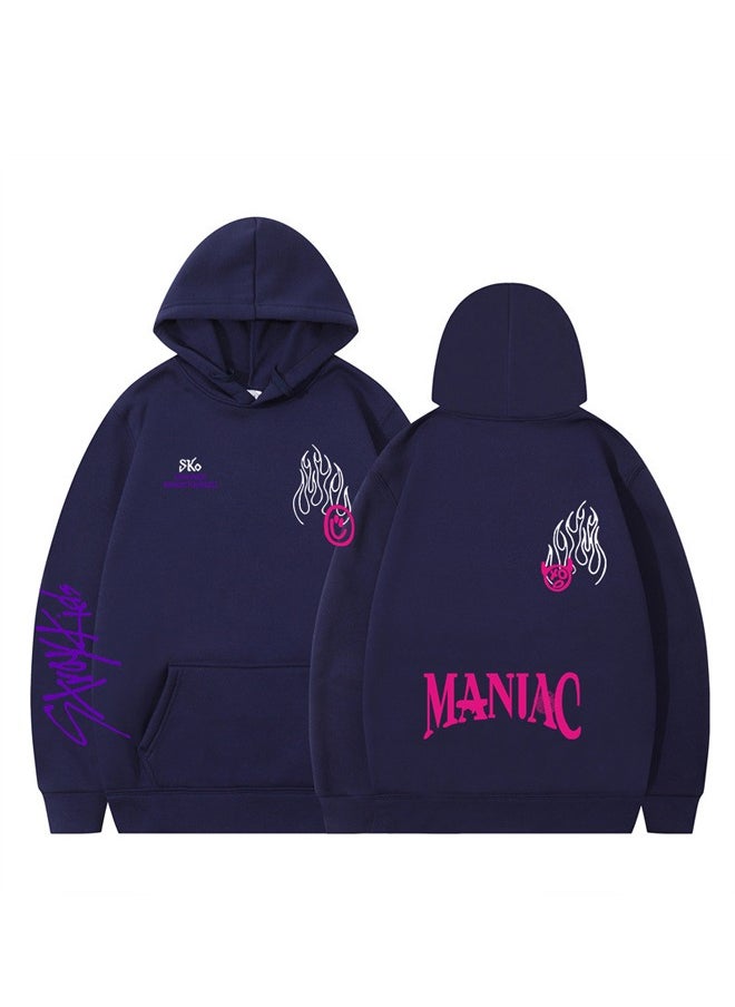 Stray Kids Long Sleeve Thin Hoodie Navy Blue