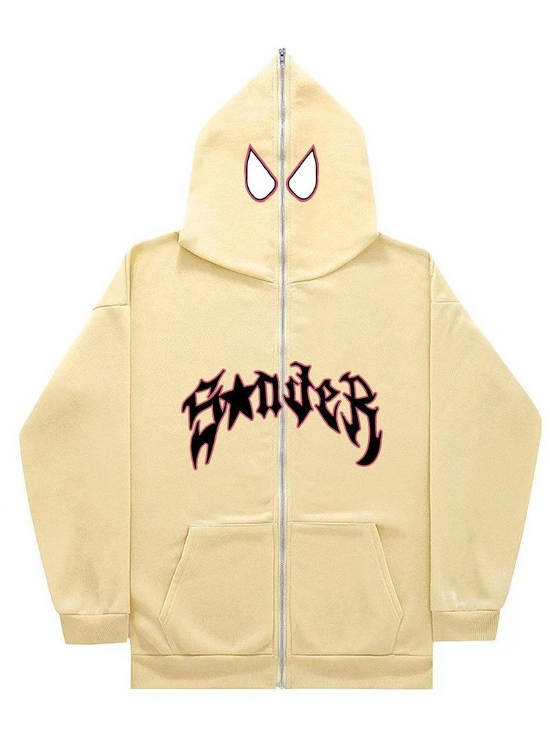 Graphic Print Zip Up Hoodie, Casual Long Sleeve Hoodie Outerwear, Women's Clothing