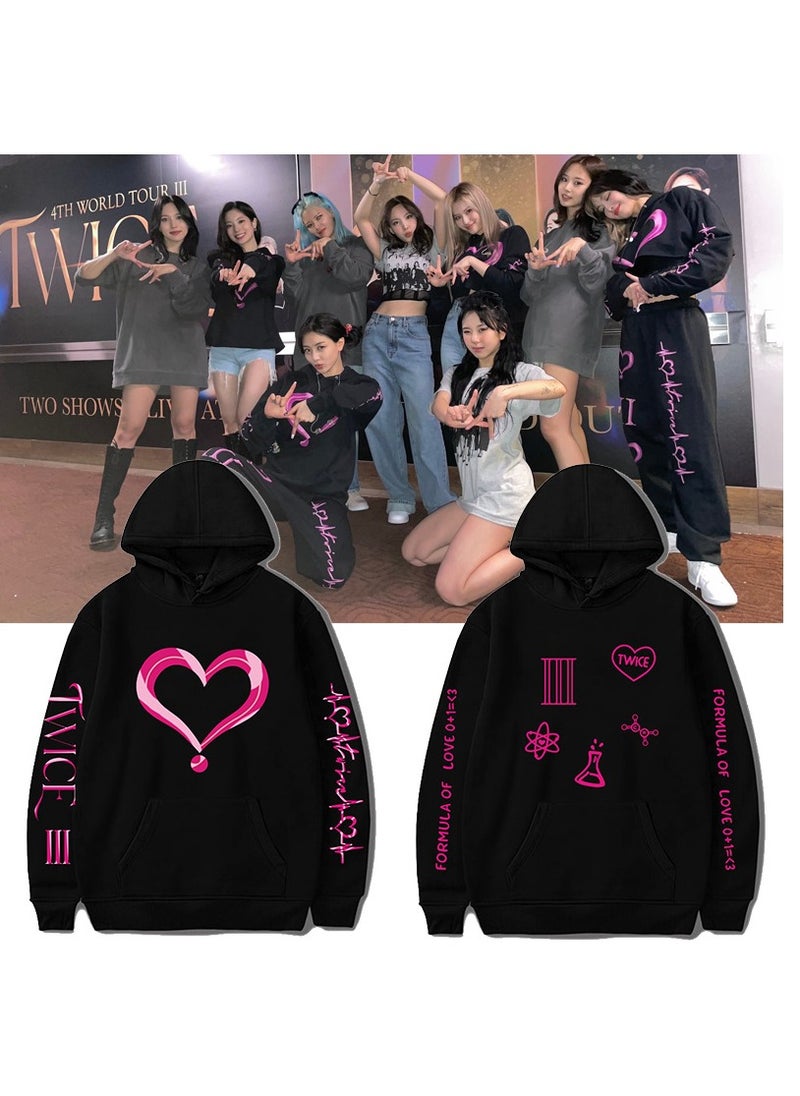 TWICE Long Sleeve Thin Hoodie Black
