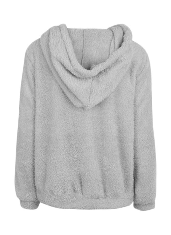 Fluffy Zipper Hoodie Grey