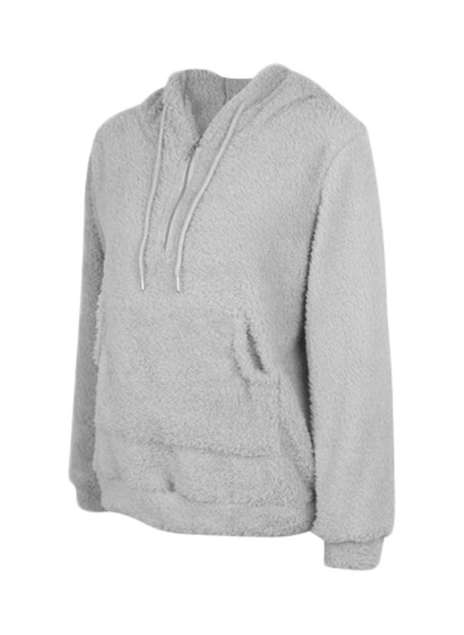 Fluffy Zipper Hoodie Grey