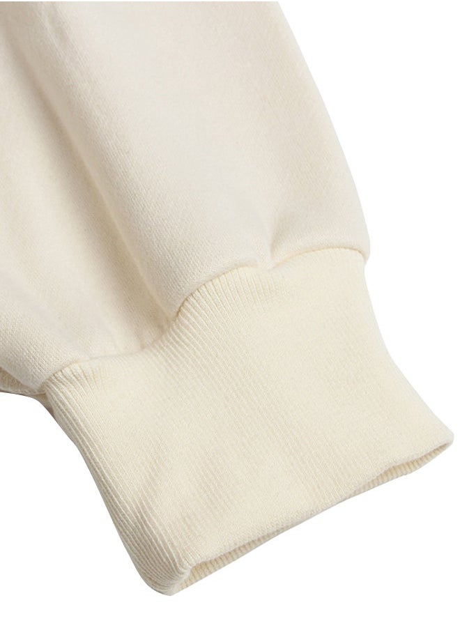 Crew Neck Long Sleeves Cropped Sweatshirt Off White