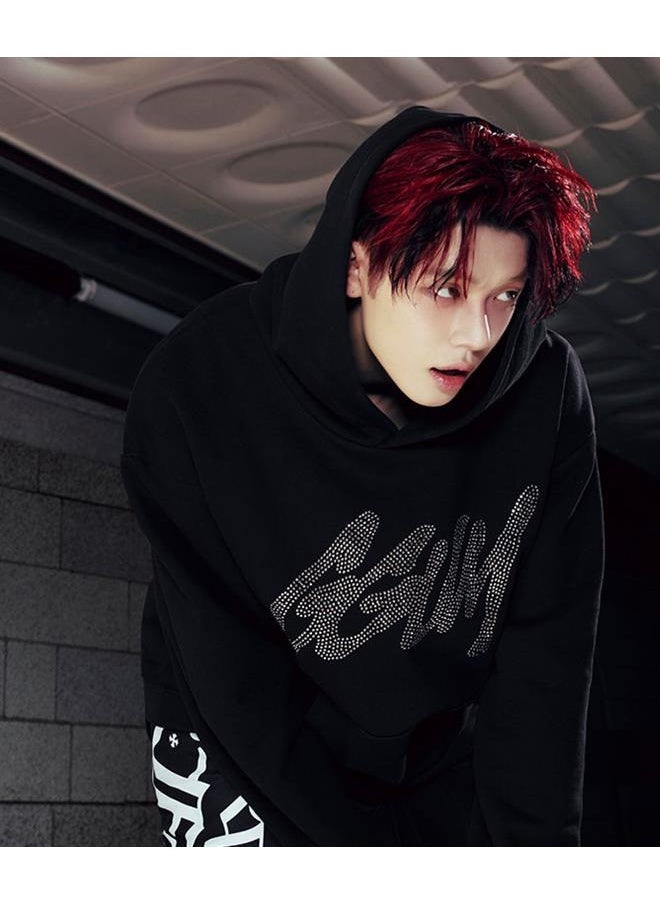 KPOP TXT Yeonjun GGUM Long Sleeve Plush Printed Hoodie Black