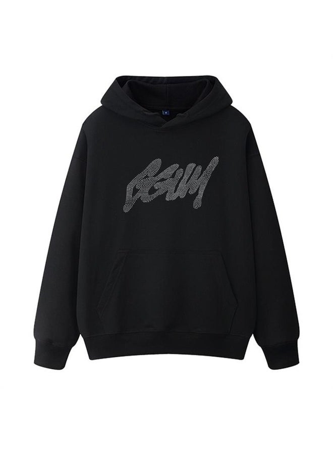 KPOP TXT Yeonjun GGUM Long Sleeve Plush Printed Hoodie Black