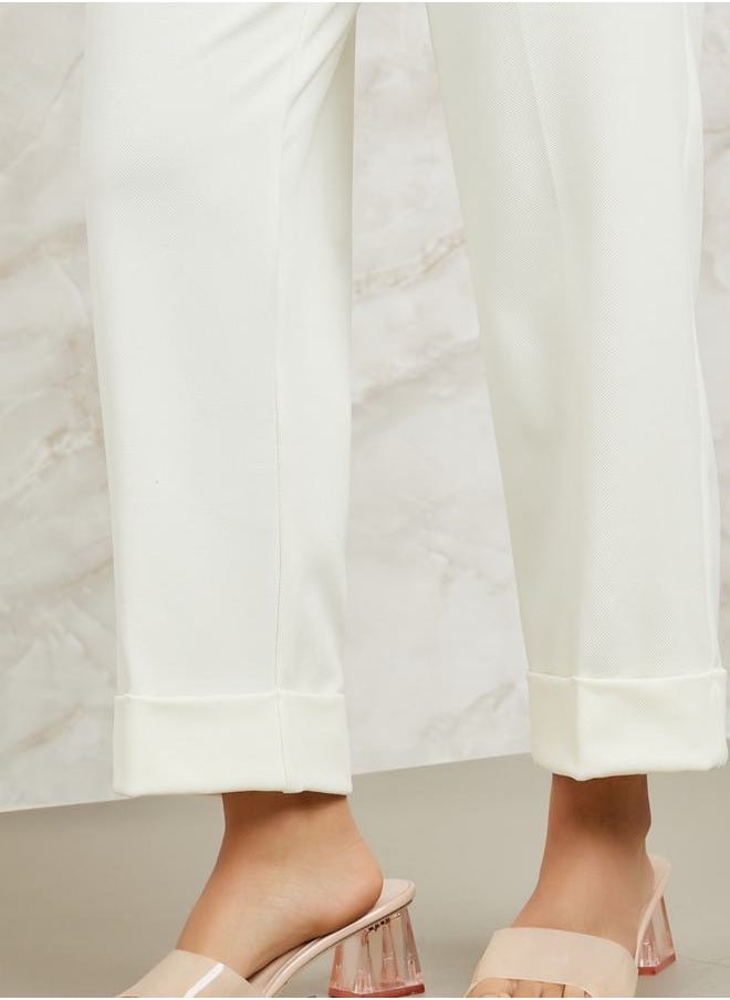 Solid Tailored Pants with Pockets
