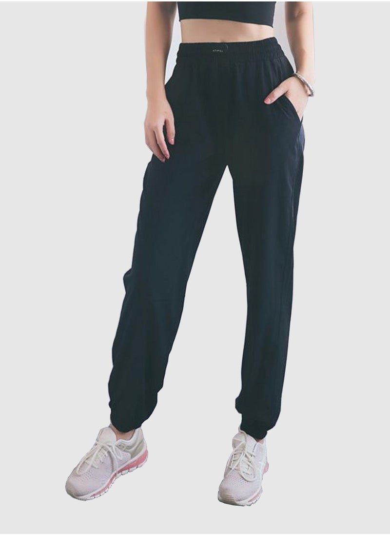 Solid Pocket Detail Joggers Black