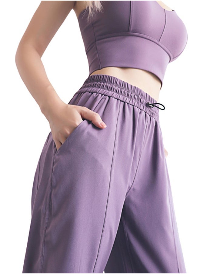 Solid Ribbed Joggers Purple