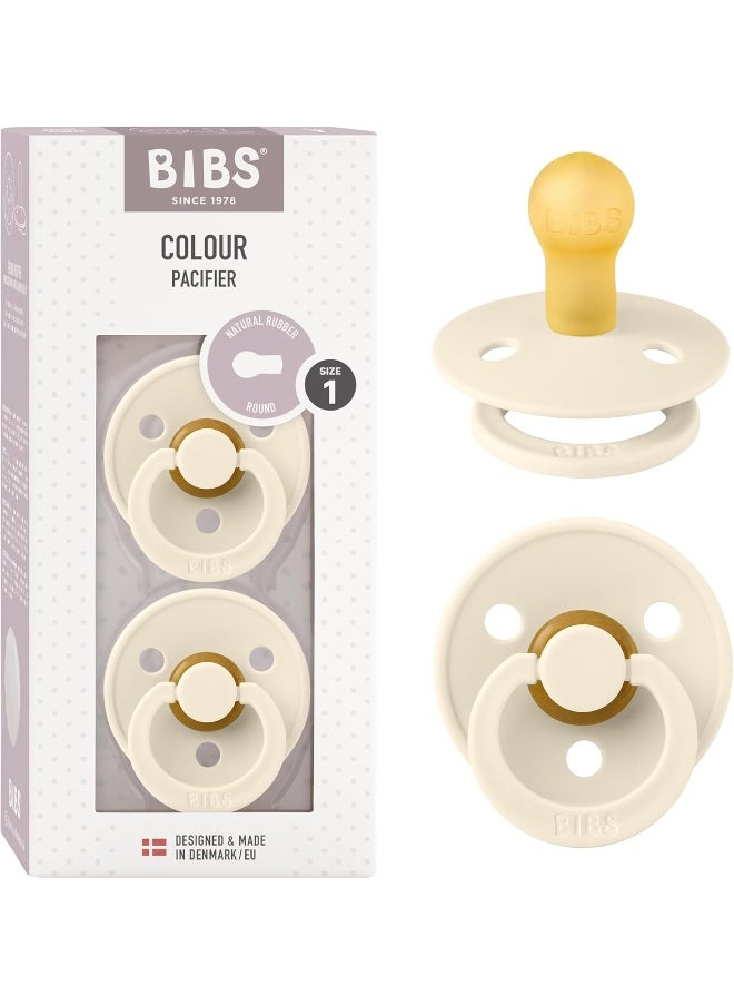BIBS Pacifiers | Natural Rubber Baby Pacifier | Set of 2 BPA-Free Soothers | Made in Denmark | Ivory | Size 0-6 Months