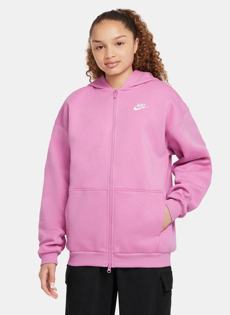 Kids' Sportswear Club Fleece Oversized Full-Zip Hoodie
