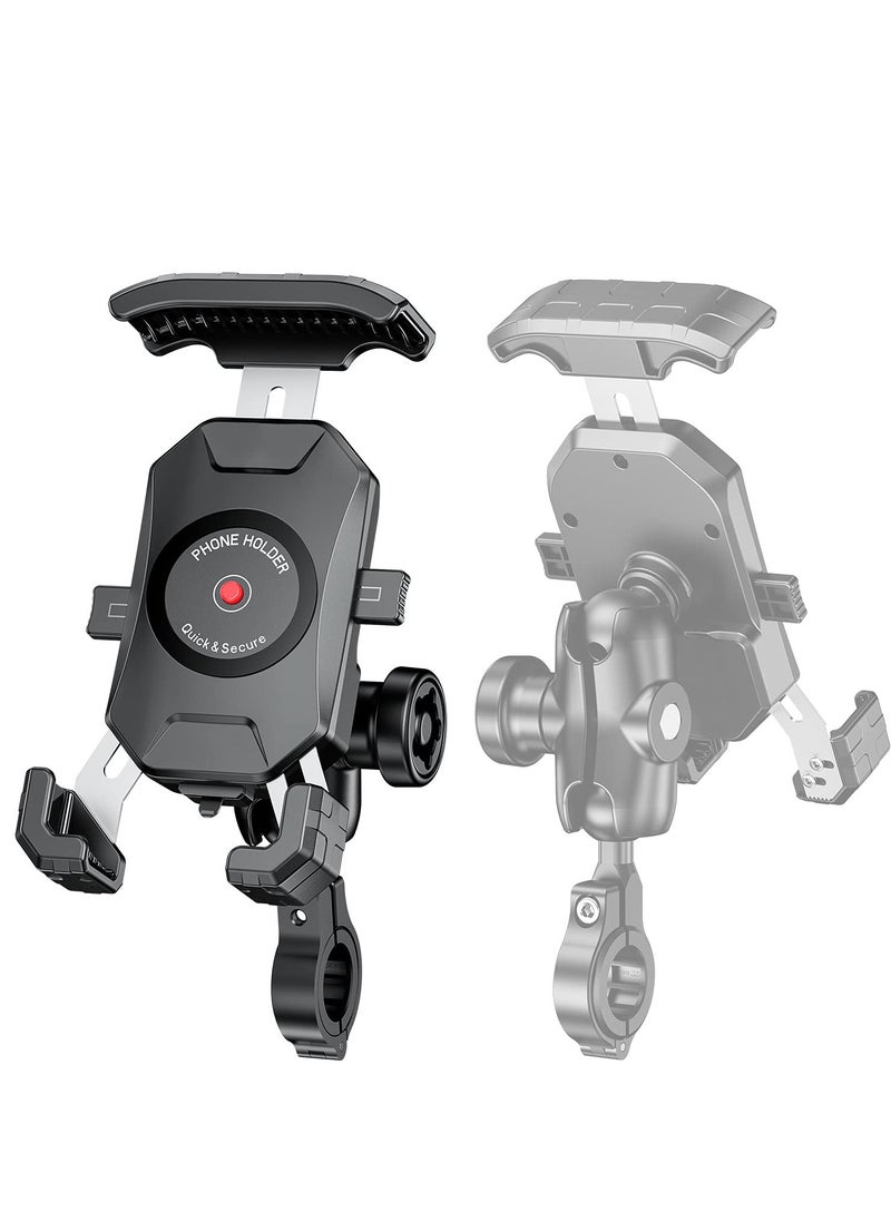 Anti-Theft Motorcycle Phone Holder - Dual Socket Aluminum Ball Mount for 4.0-7.0
