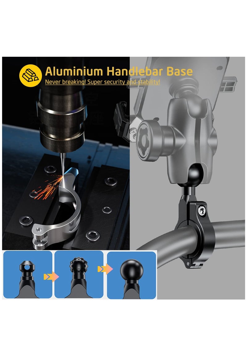 Anti-Theft Motorcycle Phone Holder - Dual Socket Aluminum Ball Mount for 4.0-7.0