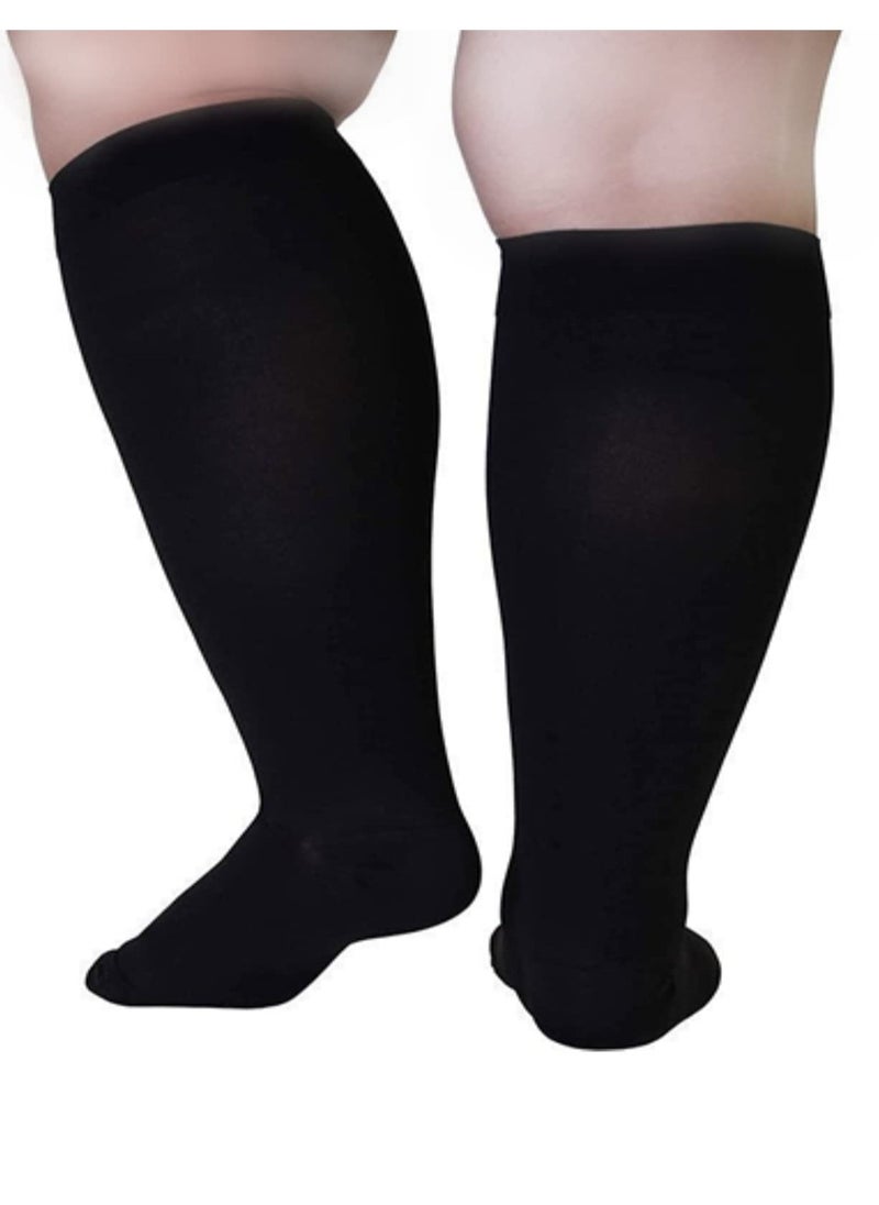 Wide Calf Compression Socks for Women Men, 2 Pairs Plus Size Extra Large Size Support Socks Stockings Reduces Swelling & Pain for Nurses Running Pregnant Travel Flight 20-25 mmHg