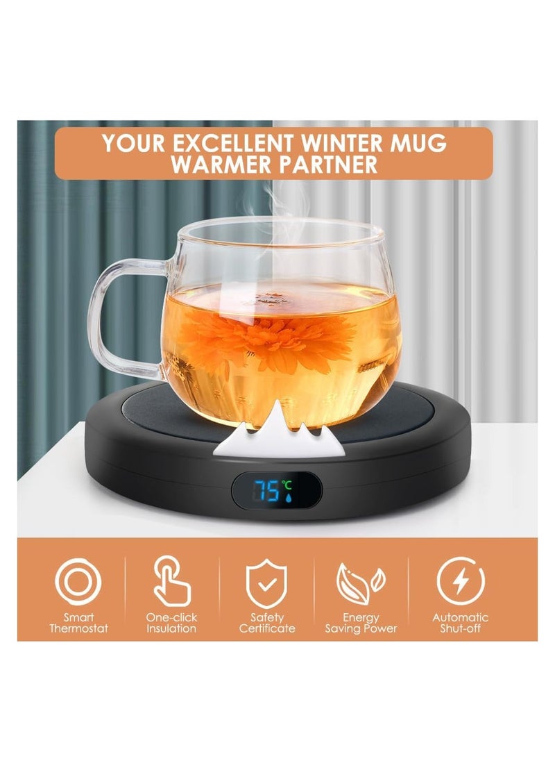 Smart Coffee Mug Warmer with 3 Temperature Settings, Temperature Display & Auto Shut Off - USB Beverage Warmer for Coffee, Tea, Milk, Candle (Cup Not Included) for Home Office Use.