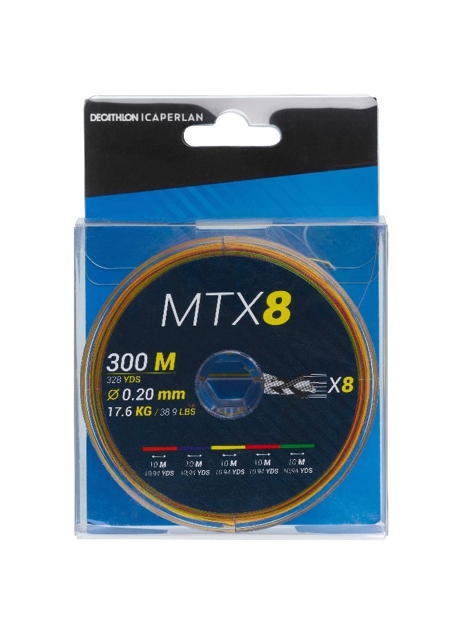 Caperlan BY DECATHLON,8-Strand Braid Mtx8 Multicolour 300 M 20/100 Sea Fishing