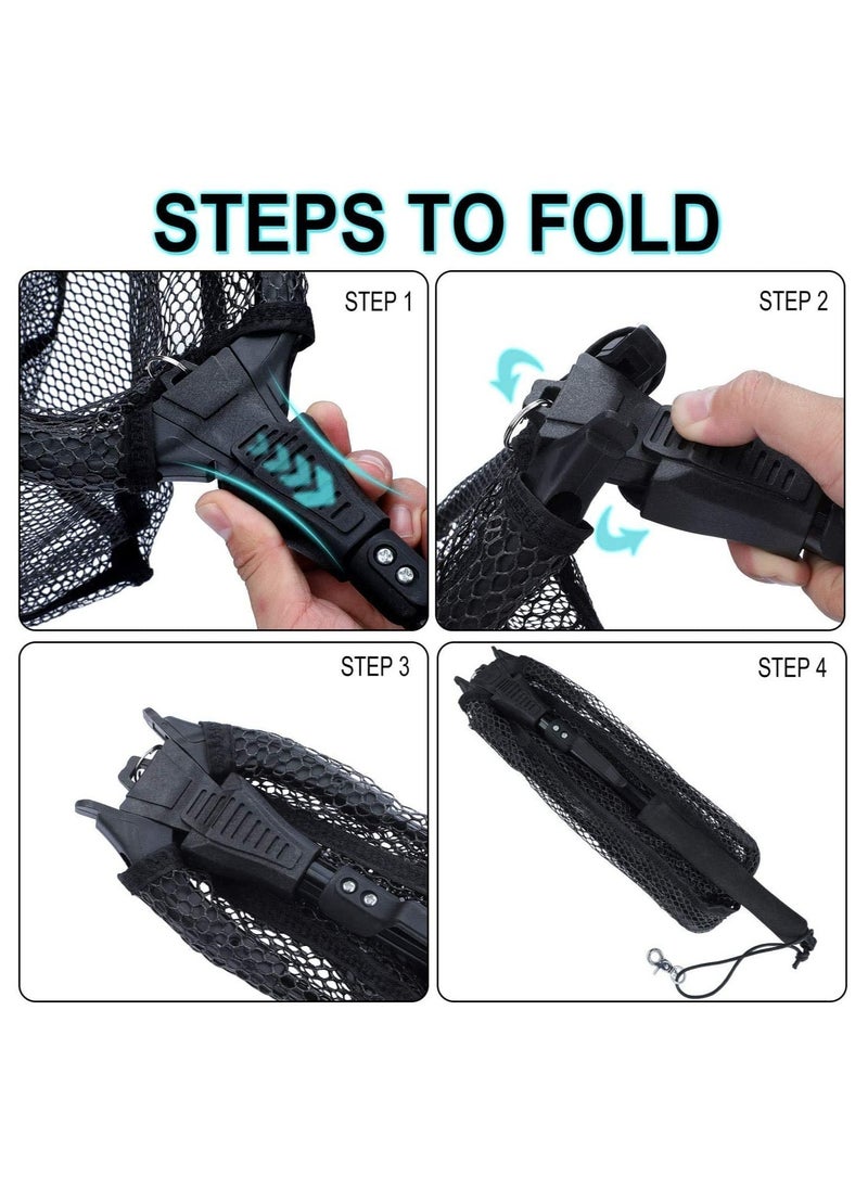 Telescopic Aluminum Handle Portable Folding Fishing Net, Durable Coated Nylon Mesh for Safe Fish Catching & Releasing, Must-Have Fishing Gear