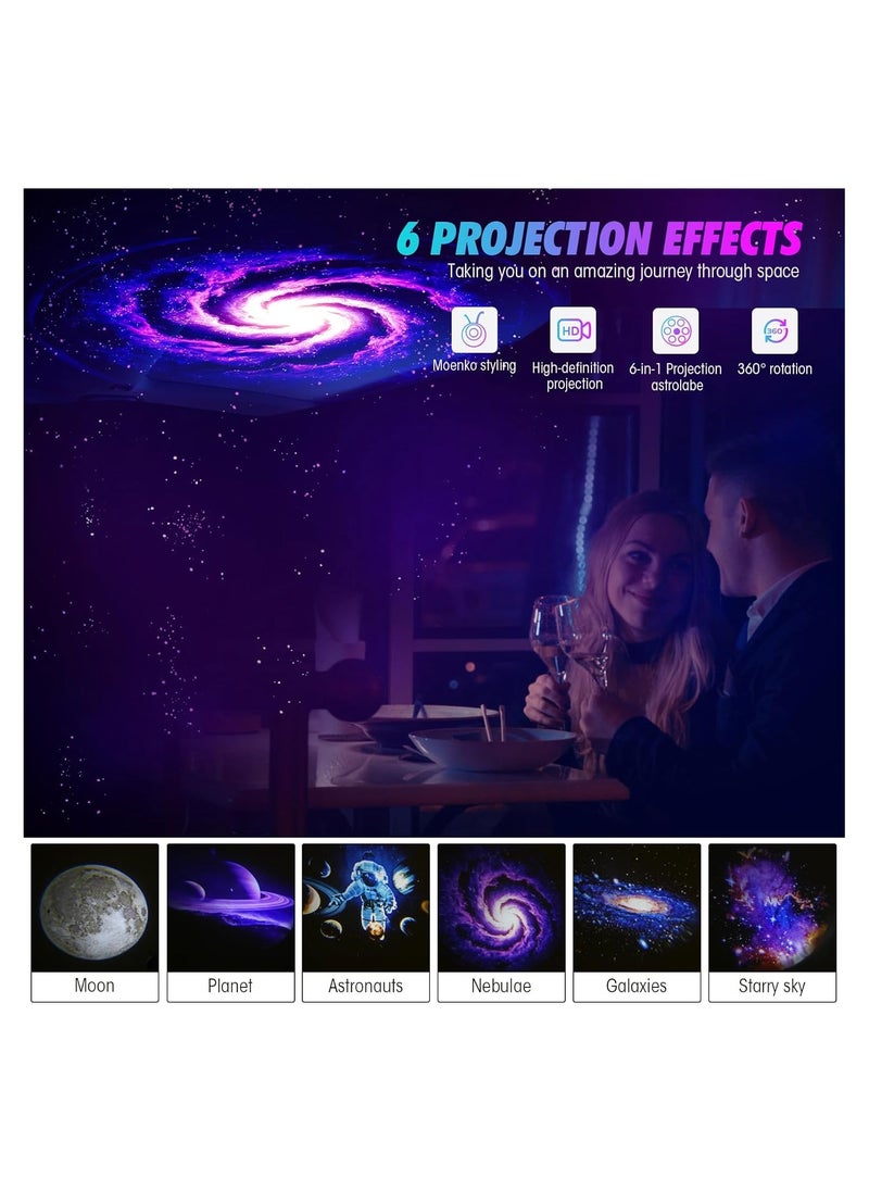 Light Projector Galaxy Star Projector Starry Night Light for Bedroom Sensory Lights with Ocean Wave 360° Adjustable Space Starry Night Light Projector Sky Projector Gifts for Kids Adults