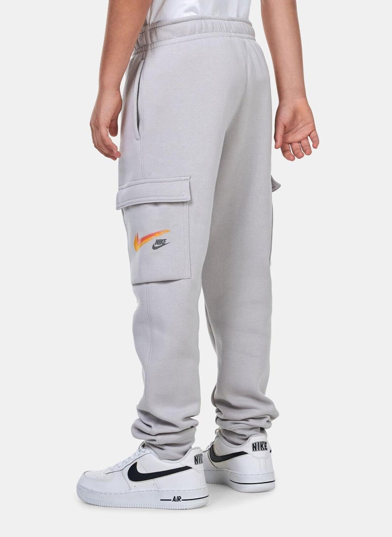 Kids' Sportswear Fleece Graphic Cargo Trousers