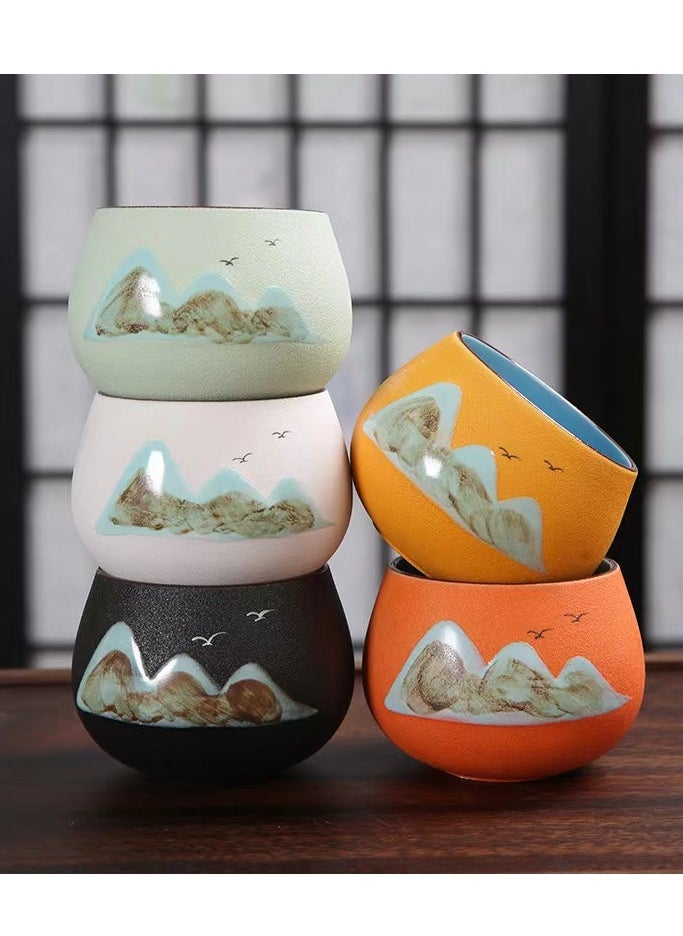 Set Of 5 Double Walled Ceramic Espresso Coffee Cup 5 Ceramic Espresso V60 Coffee/Tea Cups Arabic Mug Nice Packaging Used as Gift 130mL Each Multicolour
