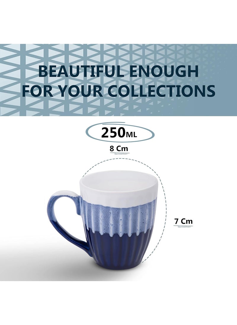 MRD Zone Exclusive Ceramic Duo Series Coffee Mugs Set, 250ML Each, Pack of 2 (White Blue)