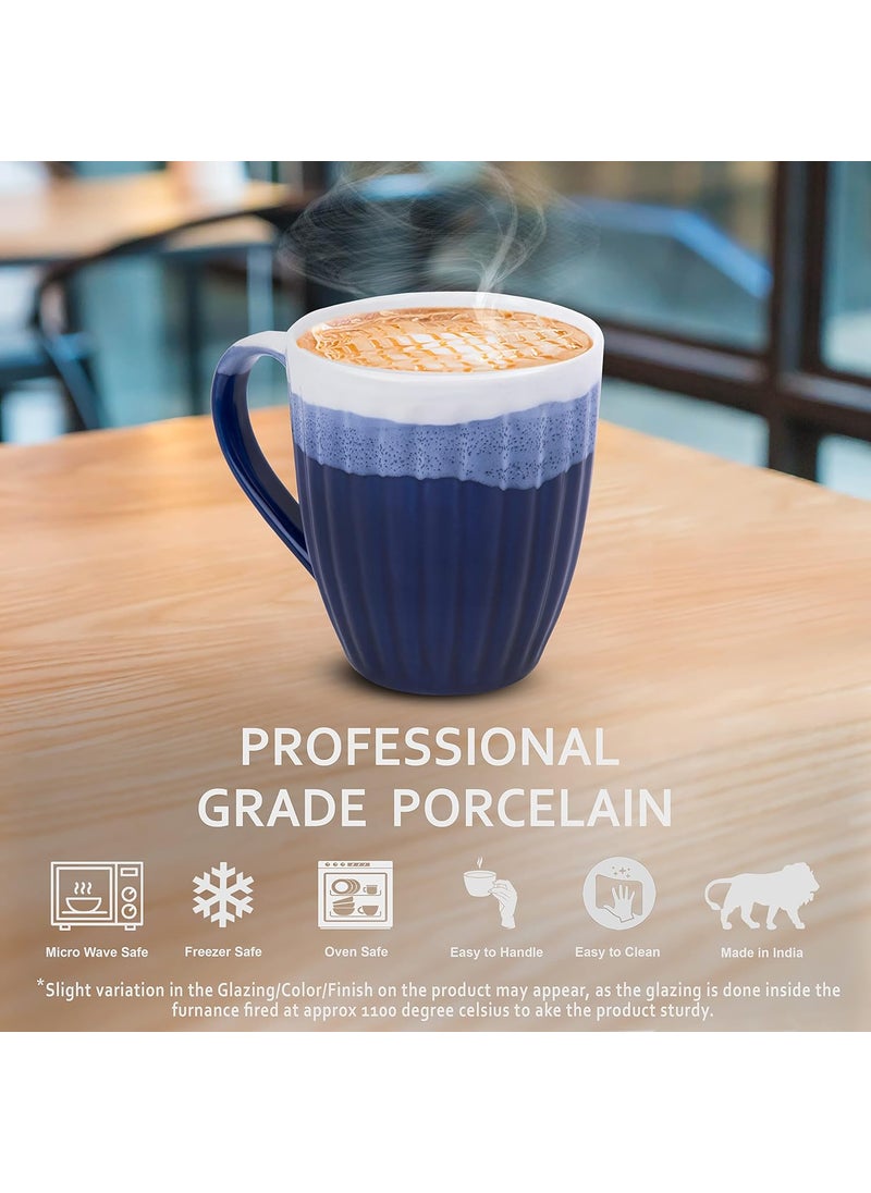MRD Zone Exclusive Ceramic Duo Series Coffee Mugs Set, 250ML Each, Pack of 2 (White Blue)